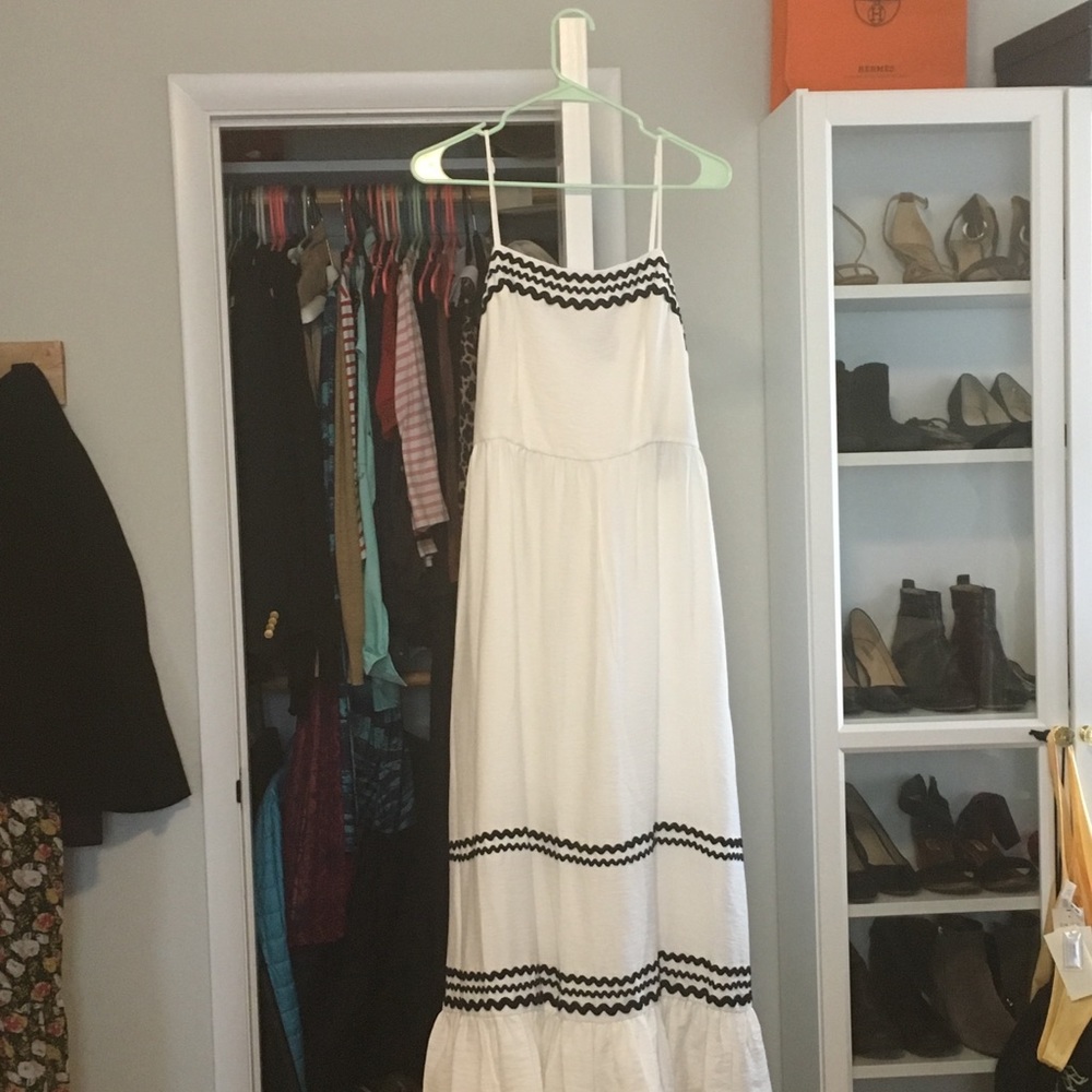 CeCe white and black tiered maxi dress, size 12